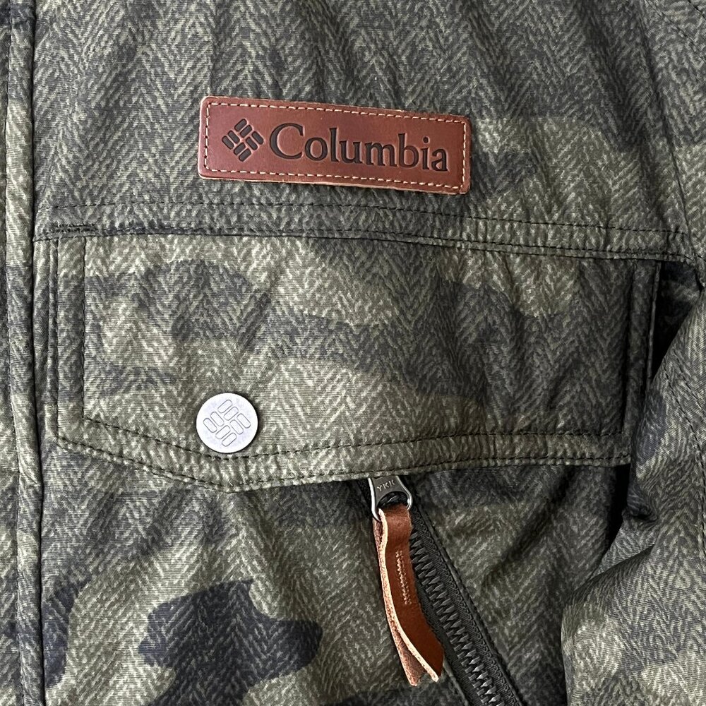Columbia Barlow Pass 550 TurboDown Peatmoss Camo Green Coat Medium LN - Picture 6 of 13